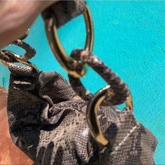 XL Michael Kors python snake skin leather chain-link shoulder bag stunning!!! - Picture 5 of 12